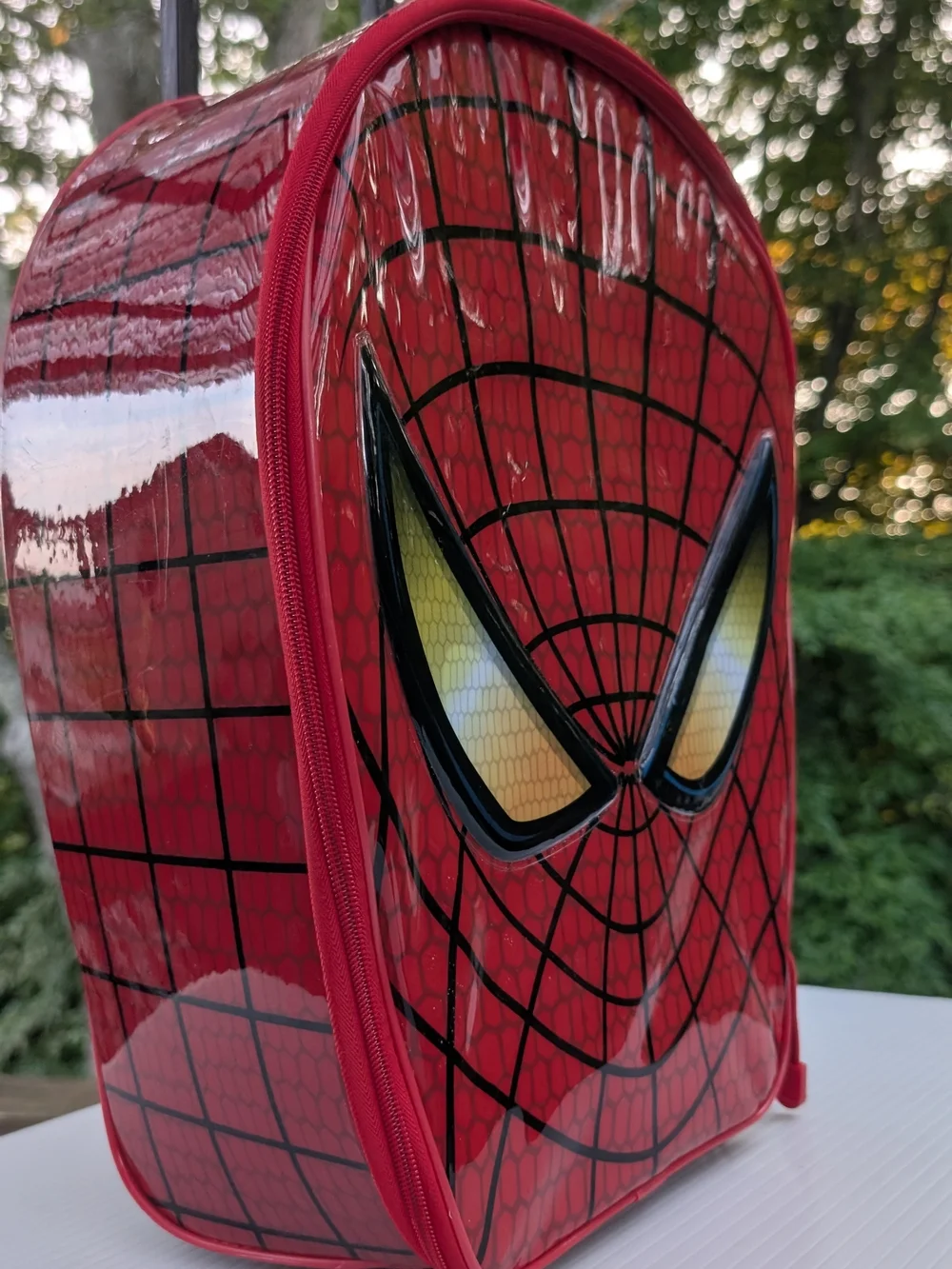 Disney Red Spider-Man Kids Roling Bag with Yellow Eye Accents